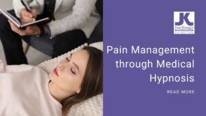 Medical hypnosis with the business logo, blog title, and read more option.